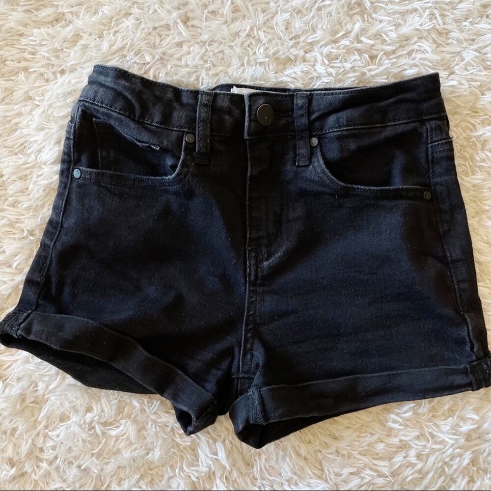 Tillys RSQ black Sunset High Rise denim jean shorts womens size 00